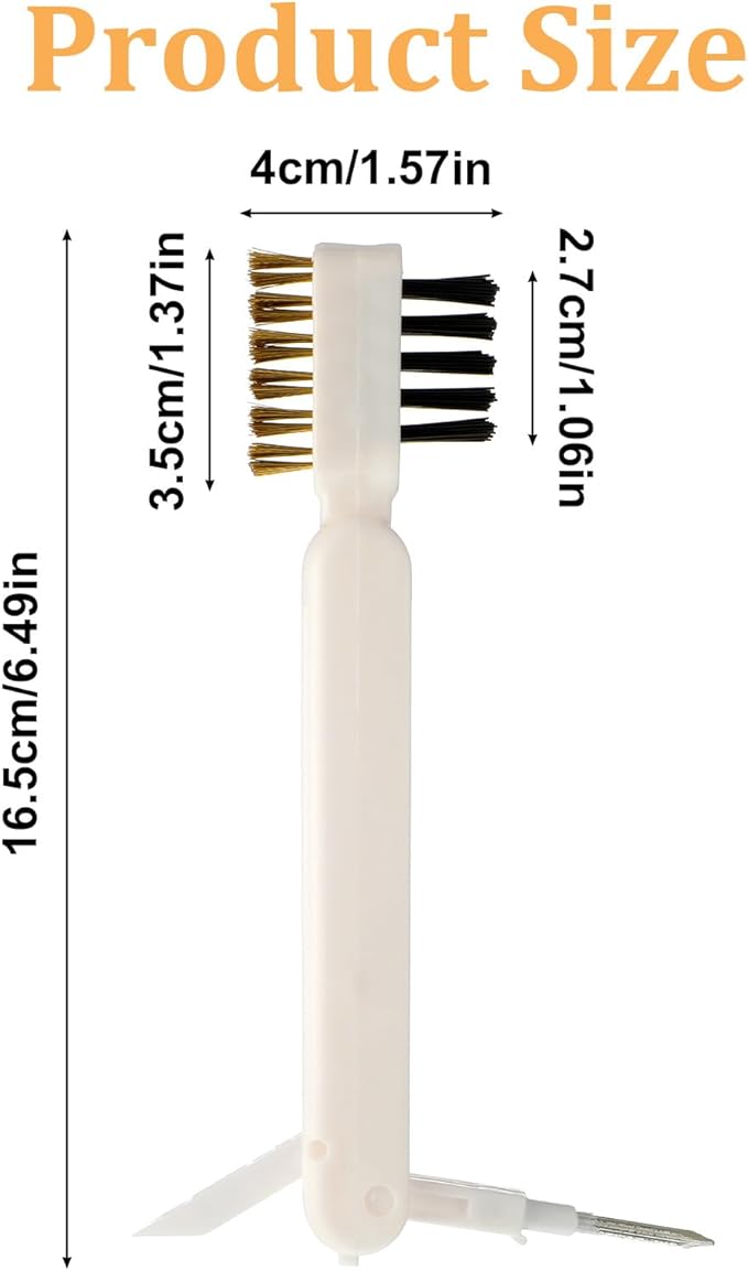4 in 1Kitchen Cleaning Scrub Brush, Deep Gas Stove Brass Wire Brush with Stiff Bristles & Cooktop Scraper Stainless Steel Scrubber for Range Hood Grease Grime Pot Pan Household Cleaning Tool