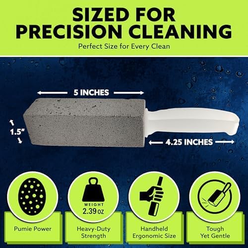 PUMIE Pumice Stone Toilet Bowl Cleaner (12-Pack) - Toilet Pumice Stone with Handle - Heavy Duty Scouring Stick for Rings, Bowls, Hard Water Stains, Lime, Rust, Sink - Includes Handle for Easy Use