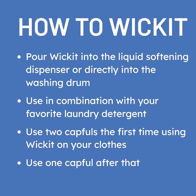 Wickit | Way More Than Softener | Fabric Softener Safe for All Fabrics | Laundry Additive Freshens, Protects, and Preserves All Clothing Fibers Without Waxy Buildup | Improves Activewear Breathability