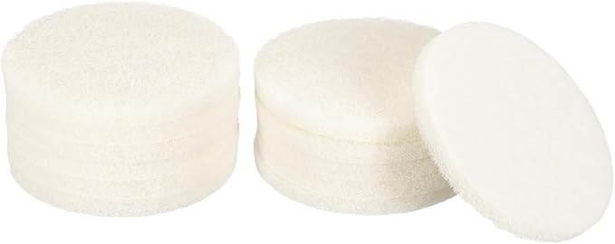 HARFINGTON 12pcs Scrubber Scouring Pads 450 Grits 4 Inch Drill Power Brush Hoop and Loop Surface Conditioning Disc Drill Scuffing Disc Scrub Pads for Home Kitchen Cleaning, White