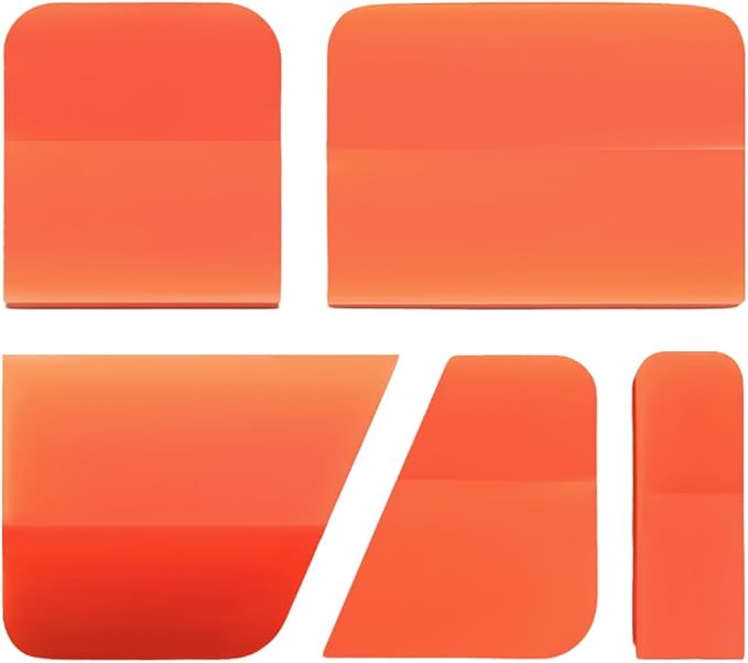5 in 1 Rubber Squeegee Kit, Anti-Scratch Flexible Soft Matte TPU Coating Scraper Kit, Small Tint Squeegee Water Blade Scraper for Paint Protection Film Household Cleaning (Orange)