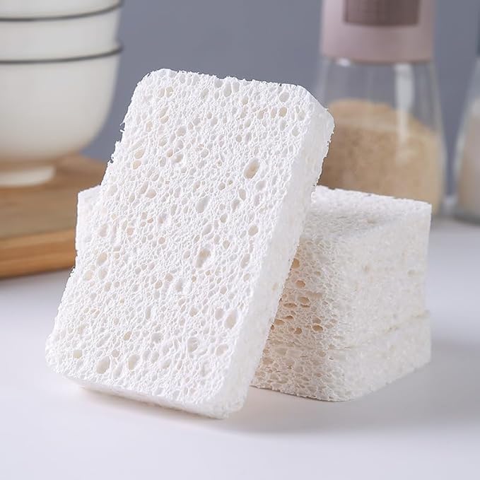 6 - Pack Non-Scratch Scrub Sponges - Sponges for Dishes and Washing Dishes, Cleaning Sponges for Kitchen Home Office, Magical 3D DIY Art and Craft Suppliers（White）