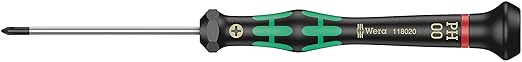 Wera 2035/6 A Kraftform Micro Slotted/Phillips Electronics Screwdriver Set and Rack, 6-Pieces