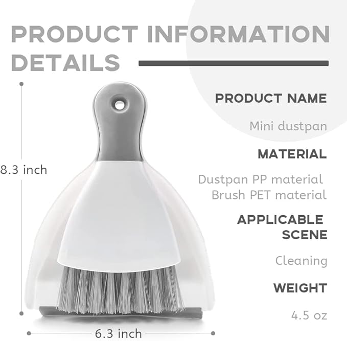 Small Hand Dust Pan and Brush - Small Broom and Dustpan Set, Mini Broom and Dustpan, Compact Dustpans and Brush for Home Cleaning, Sofa, Desk, Guinea Pig Cage, Cat Litter, etc. (Gray 3 Set)