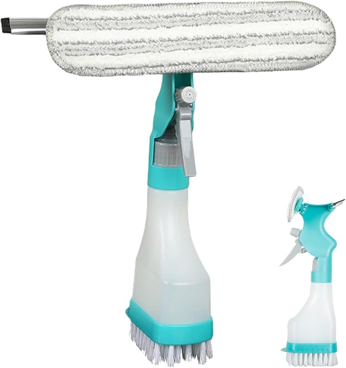 4 in 1 Window Cleaning Kit, Professional Window Vacuum Squeegee with Spray Bottle, Cleaner Brush Tools for Shower Wall Mirror Glass Car Windshield Countertop