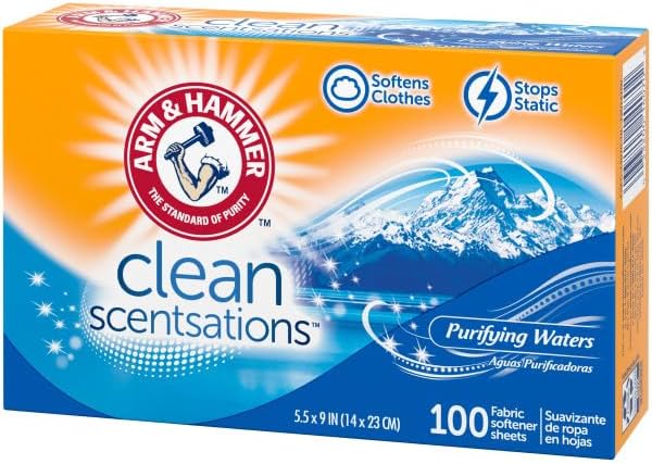 Arm & Hammer Fabric Sheets 100Ct Purifying Water Pack (3)