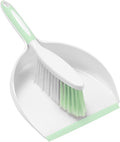 NACENA Dust Pan and Brush Set, Large Hand Broom and Dustpan Set Large Brush and Dustpan Set for Camping Broom and Dustpan Combo for Daily Cleaning Pet Hair Office Home Car, Light & Green