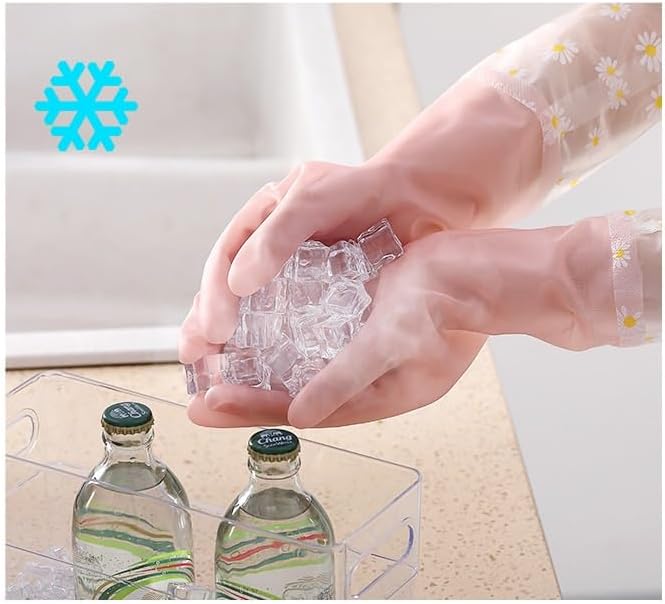 Dishwashing Cleaning Gloves Tear-Resistant Rubber Household Cleaning Gloves with Long Elastic Cuffs for Chores