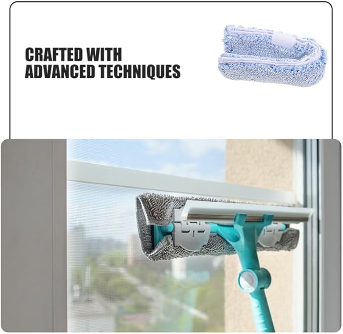 OUNONA Replacement Window Cleaning Pads 4-Pack Reusable Microfiber Squeegee Sleeves for Glass Windows Bathroom Mirrors Tabletops 14.17X2.75X2.75 Inches