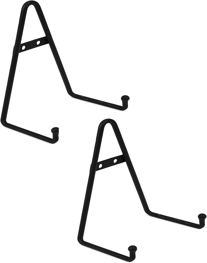 Milltown Merchants™ Metal Display Stand - Free Standing or Wall Mounted Decorative Plate Holder - Versatile Plate Hanger Stand - Black Metal Plate Stand (4 Pack, Small)
