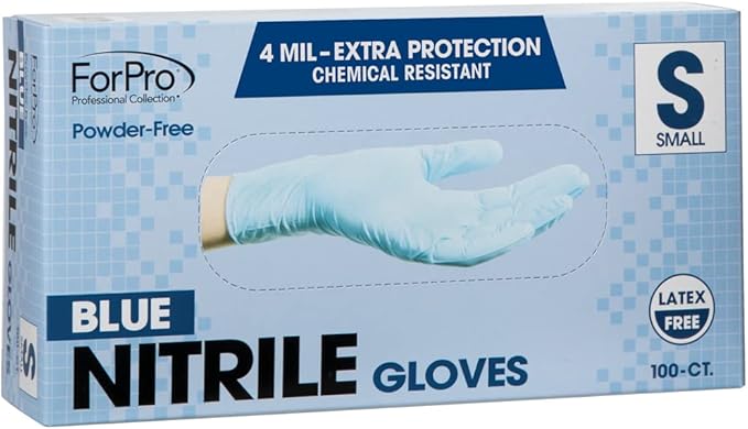 ForPro Disposable Nitrile Gloves, Chemical Resistant, Powder-Free, Latex-Free, Non-Sterile, Food Safe, 4 Mil