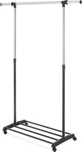 Whitmor Heavy Duty Adjustable Garment Rack-Rolling Clothes Organizer, Black and Chrome