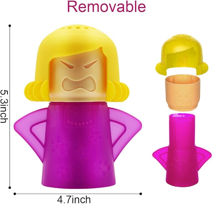 Abnaok Microwave Cleaner, 2 PCS Angry Mama Microwave Cleaner Microwave Oven Steam Cleaner Easily Clean in Minutes Cleans Add Vinegar and Water for Home or Office with English Manual (Blue+Purple)