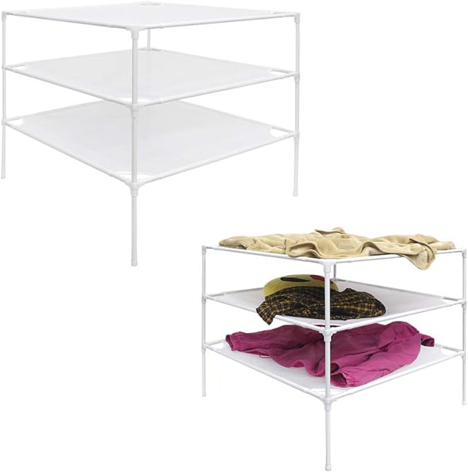 6 Layer Sweater Drying Rack Mesh Foldable,Stackable,White