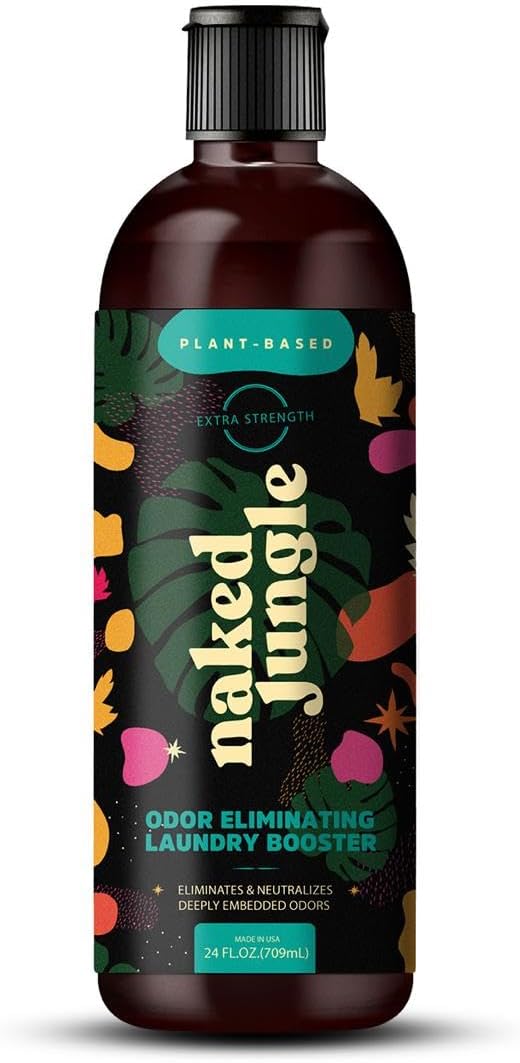 Naked Jungle Plant-Based Liquid Odor Eliminating Laundry Booster for Strong Odors, No Added Fragrances, Vegan Formula, 24oz