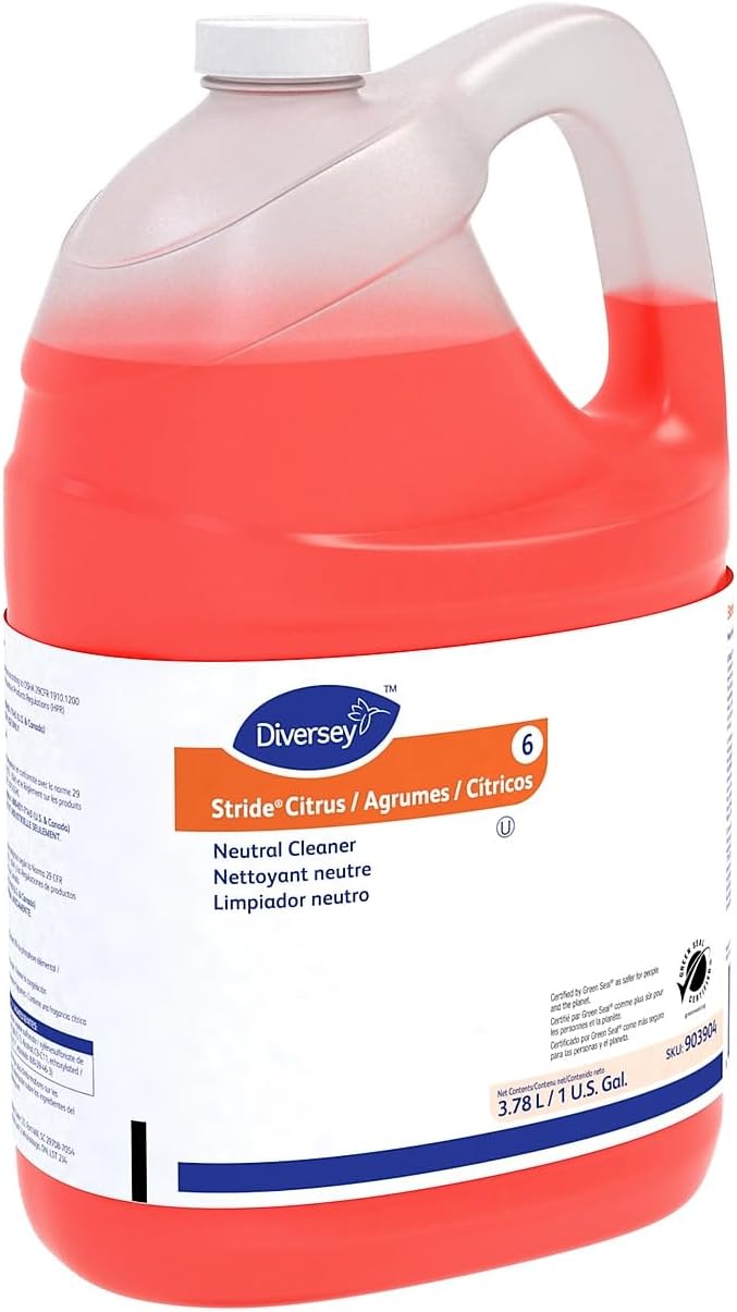 Diversey 903904 Stride Citrus Neutral Cleaner, Commercial Floor Cleaner, Citrus Scent, Concentrate, 1-Gallon
