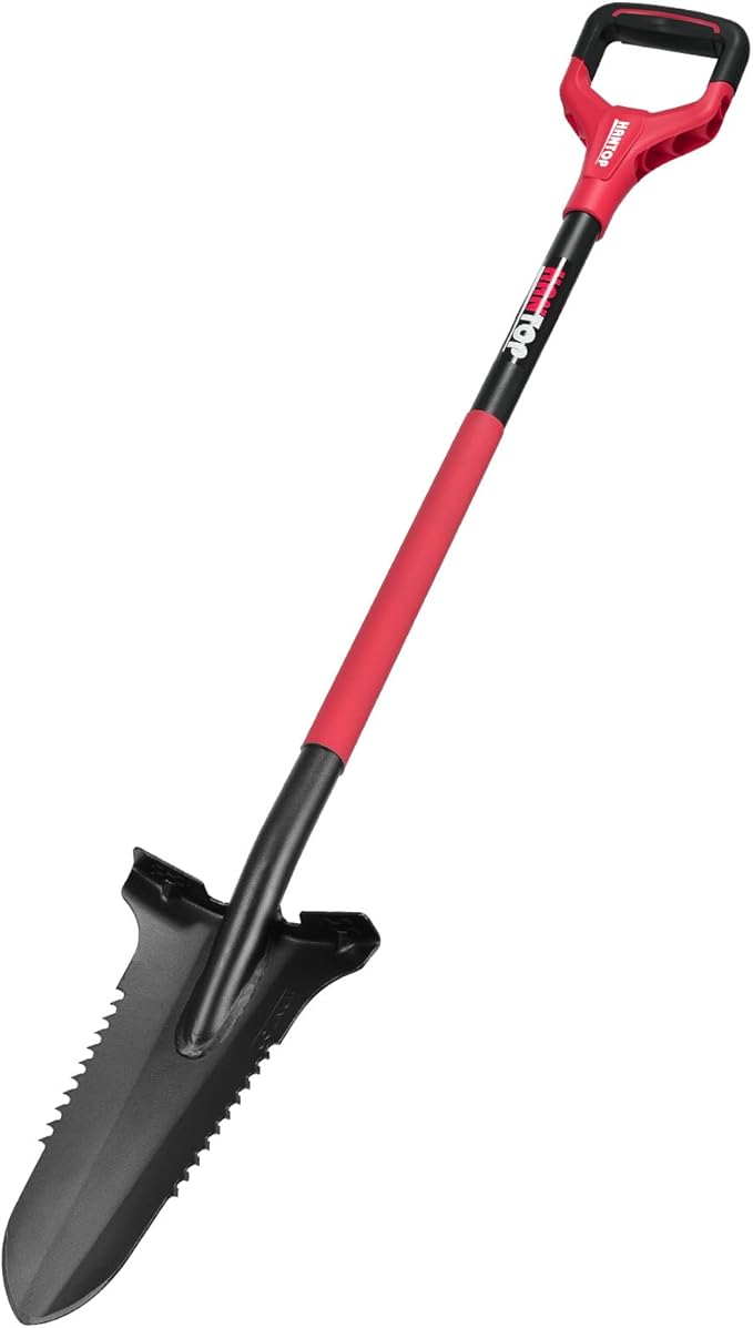 Drain Spade Garden Shovel Digging Shovels Root Saw Spade with Ergonomics Oval Steel Handle for Digging, Trenching, Cutting Roots,47.2 Inches