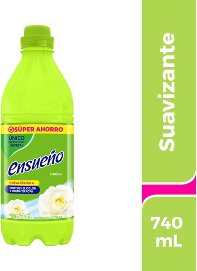 ENSUEÑO Pureza Fabric Softener, Plant-Based Formula, 740ml, Pack of 3