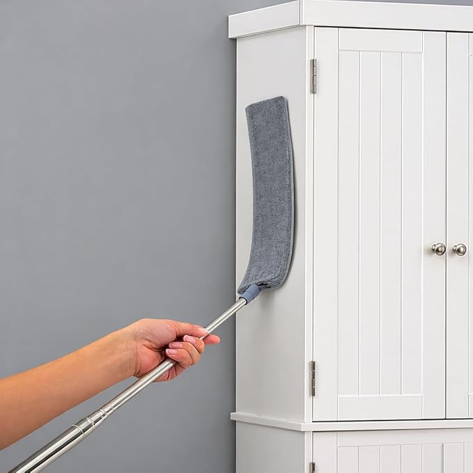 Retractable Gap Dust Cleaner with Extension Pole, Cleaning Tools with 3 Microfiber Dusting Cloths, Extendable Long Handle Duster for Cleaning Under Refrigerator Furniture Appliance