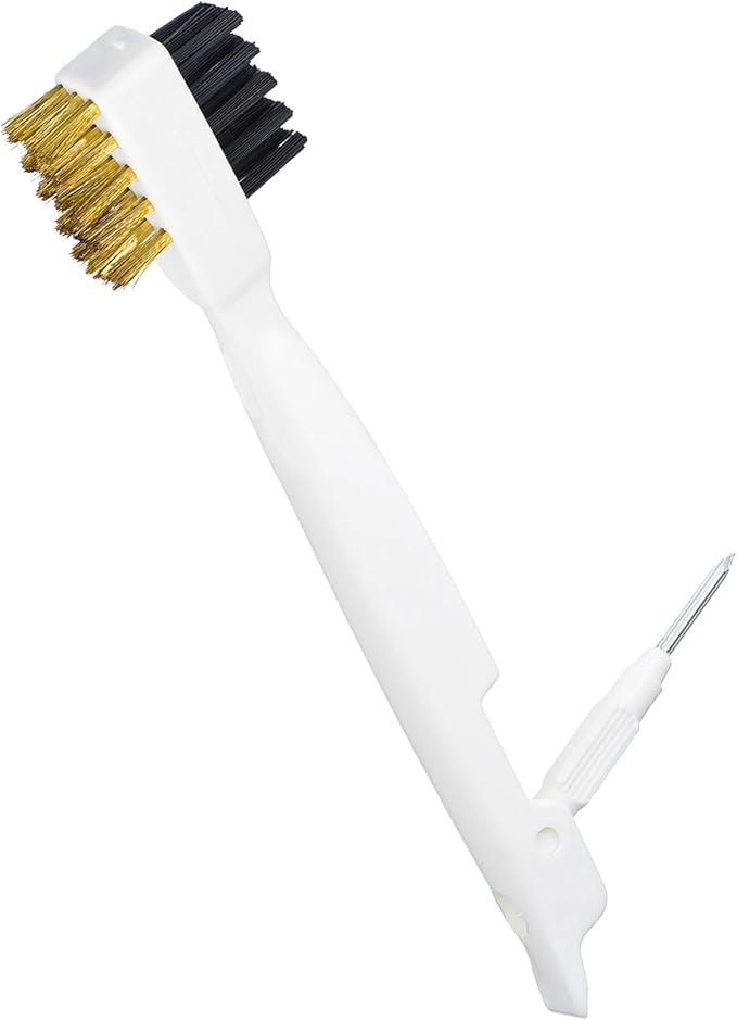 2PCS Range Top Brush Cleaner, Deep Gas Stove Brass Wire Brushes, Multi-purpose Kitchen Cleaning Scrub Brush, 4-in-1 Scrub Brush with Nylon Bristles Cooktop Scraper
