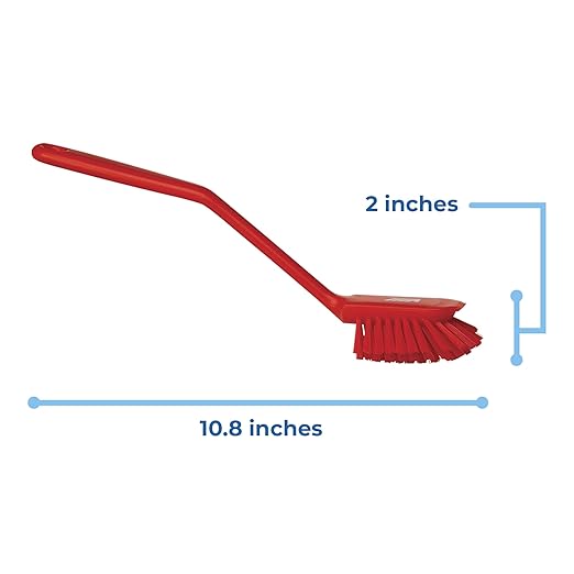 Vikan 42374 Brush,Dish,Scraping Edge,Medium,11",PP/PBT,Red
