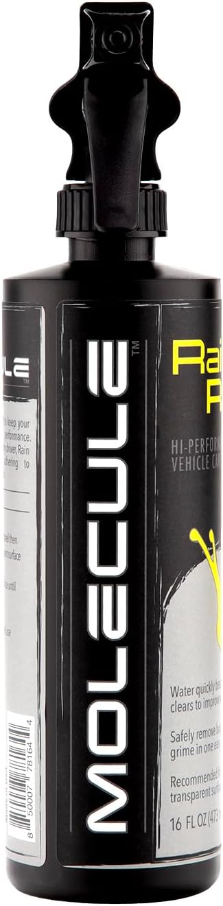 Molecule Rain Repel Glass Cleaner | Water Beading Spray for Windshields, Helmets, and Goggles | Boosts Wet Weather Visibility | Streak-Free Formula for All Vehicles | 16 Ounces