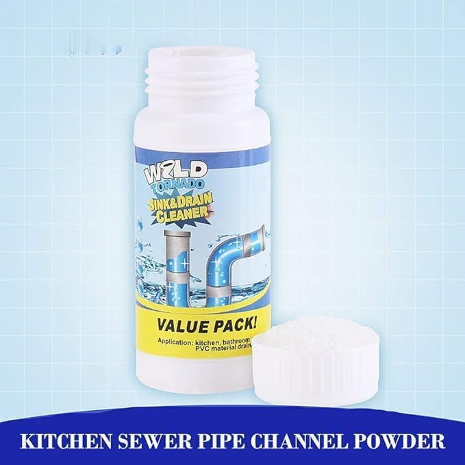Wild Tornado Powerful Sink & Drain Cleaner High Efficiency - Clog Remover Kitchen Sewer Power Pipe Channel Powder Drain Cleaner for Kitchen and Pipes Cleaning Tool (3)