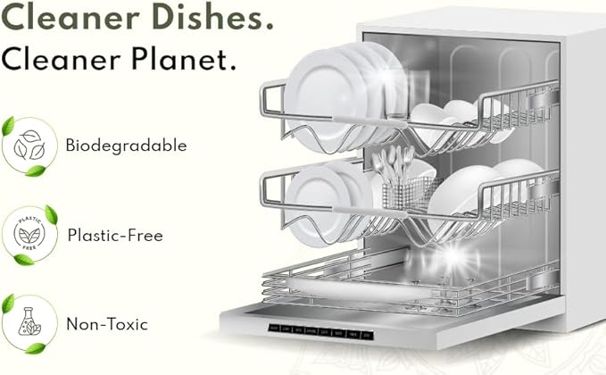 100% Plastic-Free Dishwasher Detergent Tablets, 100 Count, Free & Clear, Eco-Friendly Dishwashing Tablets, Natural, Sustainable