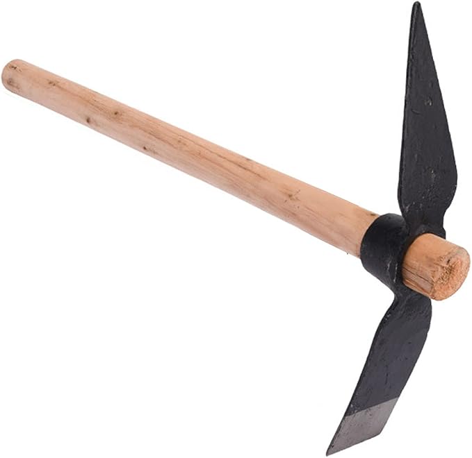 Pick Axes for Digging, High Carbon Steel Double Sided Design Garden Pick Axe Pick Axes with Wood Handle for Flower Beds, Weeding, Gardening Loosening Soil, Digging, Camping
