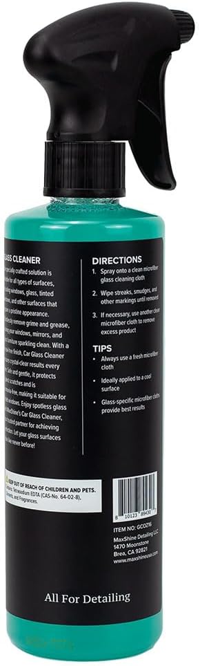 Maxshine 16oz Universal Glass Cleaner – Streak-Free Car Window Cleaner – Ammonia-Free Auto Glass Spray for Tinted Windows, Mirrors & Windshields – Removes Grime, Grease & Haze