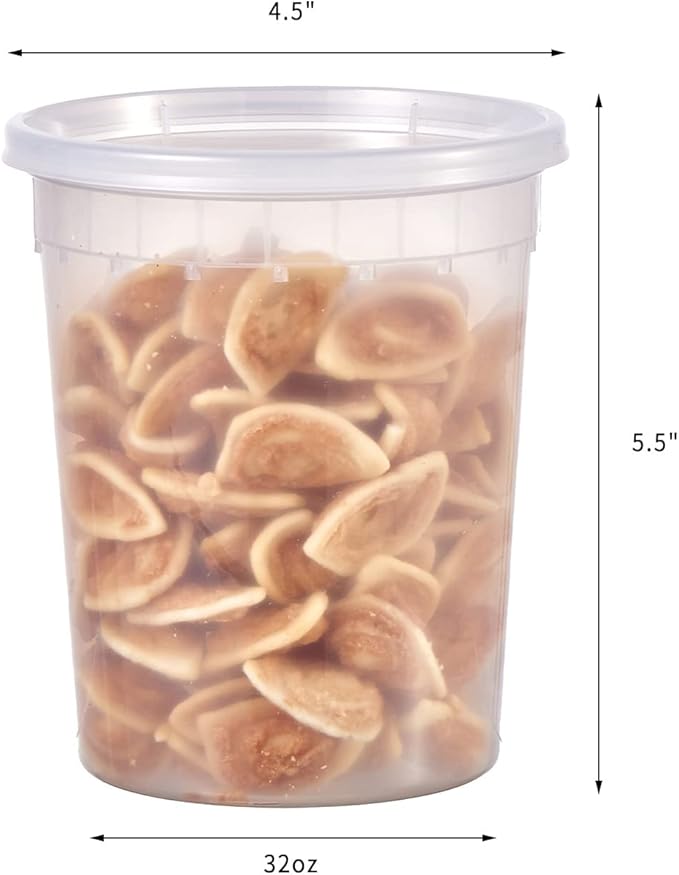 FULING 32oz Plastic Deli Containers, 240 Sets - Leakproof, Stackable, BPA Free, Microwavable, Freezer Safe