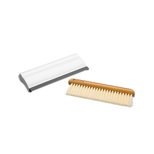 Full Circle Crumb Runner, Countertop Sweep and Squeegee, Mini Portable Brush, Compact Storage, Sustainable Bamboo Handle