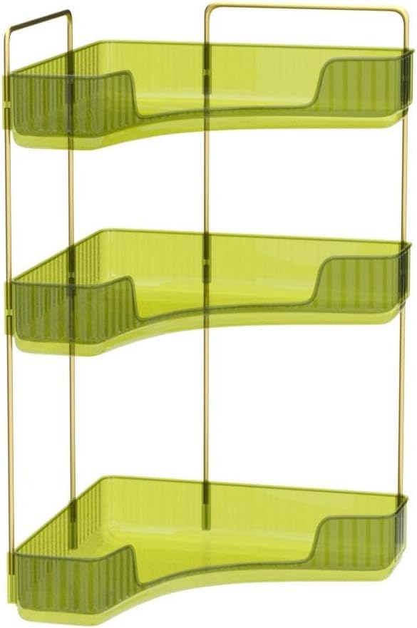INVSSENE Corner Bathroom Countertop Organizer, Vanity Trays for Bathroom Counter, Makeup Organizer, Perfume Tray, Kitchen Spice Rack, Fits 90 Corner(Green, 3 Tiers)