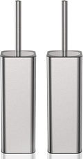 DOWRY Stainless Steel Toilet Bowl Brush and Holder for Bathroom Storage Organization Deep Cleaning Covered Brush Cleaner,Nickel Square 2PCS