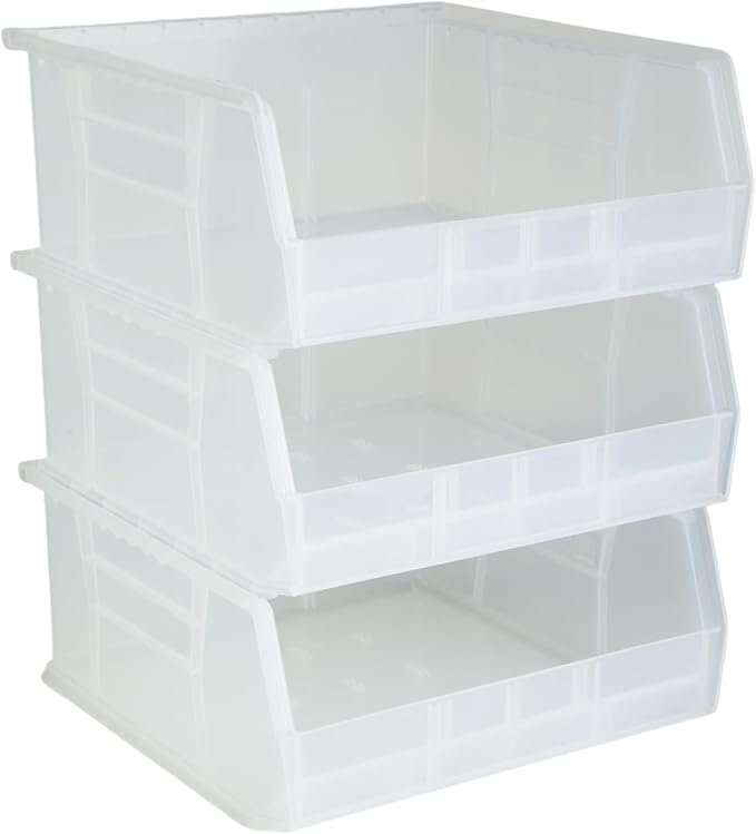 Hudson Exchange 11" x 11" x 5" (3 Pack) Plastic Stackable Storage Bin and Hanging Container, Clear