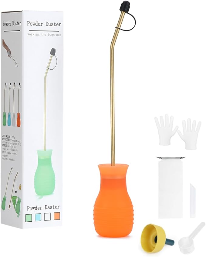 Powder Duster/Large Diatomaceous Earth Bulb Duster/Powder Applicator - Diatomaceous Earth Bulb Duster/Applicator(Orange)