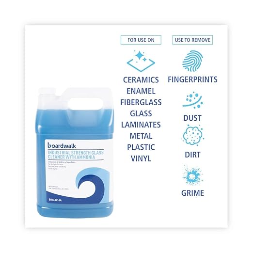 Boardwalk BWK4714AEA 1 Gallon Bottle Industrial Strength Glass Cleaner with Ammonia