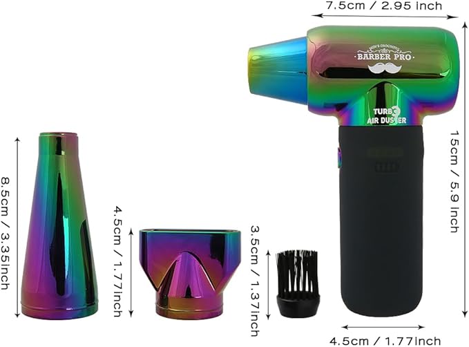 Compressed Air Duster - Electric Duster for Hair Barber, 3 Gear Mini Portable Jet Dry Air Blower, Cordless Vacuum Cleaner, for PC, Office,Salon, Fan, Laptop, Keyboard, Car -Gradient Green