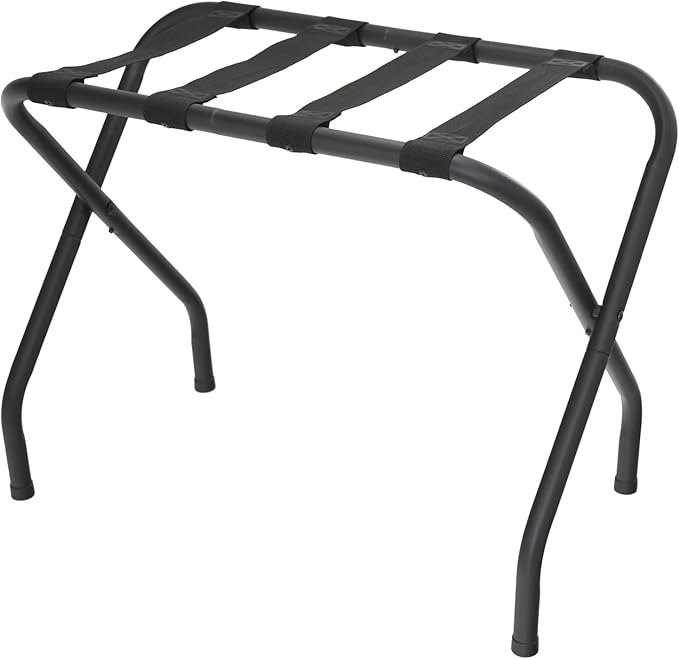 Folding Luggage Rack, Heavy Duty Metal Suitcase Stand with Nylon Straps, Collapsible Luggage Rack for Guest Room Space-Saving Luggage Organizer for Bedroom & Hotel