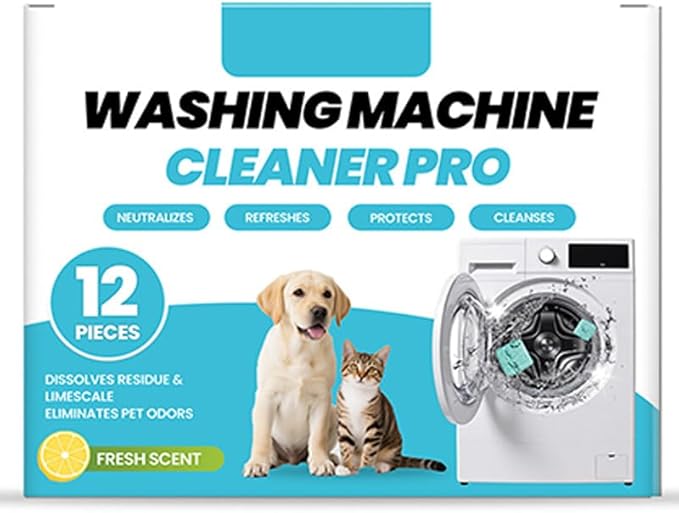 Washing Machine Cleaning Tablets: Powerful Deep Cleaning for Front Loader & Top Load Washer Machines - Clean Inside Drum and Laundry Tub Seal (12 pieces)