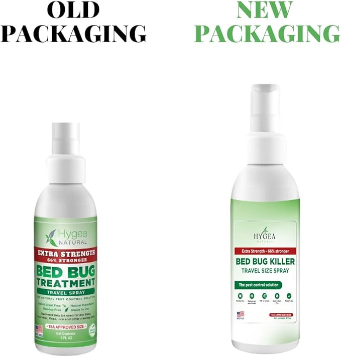 Hygea Natural Extra Strength Bed Bug & Mite Natural Travel Spray,TSA Approved Size, Child & Pet-Friendly, Stain & Odor Free, for Hotel, Suitcase, Backpack, Shoes, 66% Stronger Natural Formula(3oz)