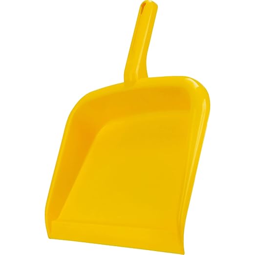SPARTA Large Handheld Dustpan with Hanging Hole, Heavy-Duty Plastic Dustpan with Wide Lip for Countertops and Surfaces, Plastic, 10 Inches, Yellow, (Pack of 12)