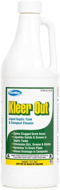 Comstar Kleer Out, 1 Quart, Industrial Strength Liquid Septic Tank and Cesspool Cleaner, Opens Clogged Drains and Grease Traps, Rapidly Liquefies Grease and Solids, Safe for Pipes (30-235)