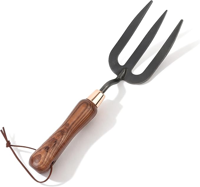 RESTMO Heavy Duty Gardening Hand Fork, Thickened Hand Weeding Fork for Planting or Removing Plants, Turning Soil, Weeding, and Cultivating