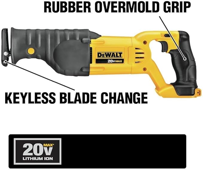 DEWALT 20V MAX Reciprocating Saw, 3,000 Strokes Per Minute, Variable Speed Trigger Cordless Saw, Tool Only (DCS380B)