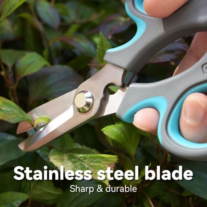 CYRUS Flower Scissors Floral Shears for Cutting Flowers,Garden Shears with Integrated Stab Remover,Florist Cutters Rose Snips,Blue