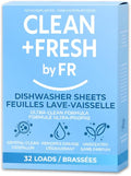 Clean And Fresh Dishwasher Detergent Sheets – 32 Loads – Plastic-Free Dishwasher Soap – Ultra-Concentrated, Quick-Dissolve, Unscented – Powerful Grease Cleaning – HE & Septic Safe, Zero Residue