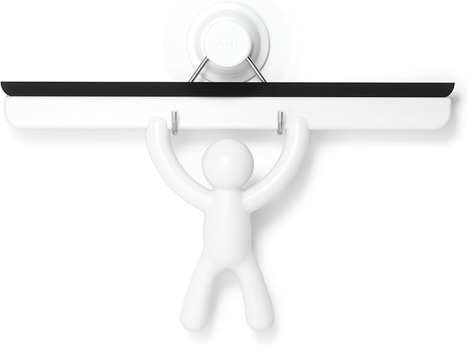 Umbra Buddy Bathroom Squeegee for Shower, Mirror, Window - Adhesive Storage Hook Included