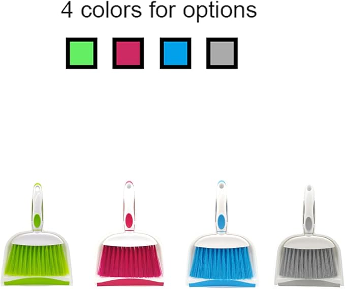 Mini Broom and Dustpan Set-Mini Whisk Set for Desk, Housekeeping, Office, Kitchen, Pet Nest, etc.,Daily Cleaning Necessity Plastic Mini Dustpan Set (Green)