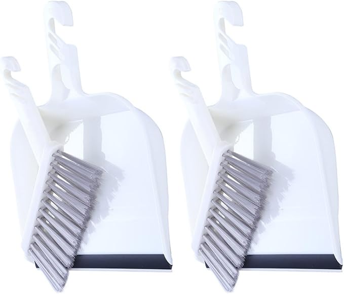 Mini Desktop Broom and Dustpan Set, 2pcs White Handheld Cleaning Kit for Kitchen and Tea Table, Compact Home Sweeping Accessory for Indoor Crumbs and Dust Removal